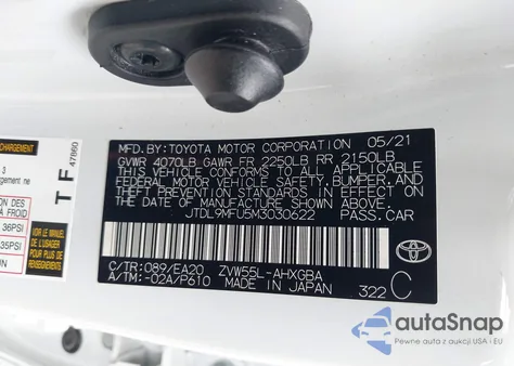 2021 Toyota Prius Xle Awd-E из США, поврежденный, VIN JTDL9MFU5M3030622